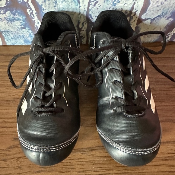 Adidas Kids Sport Cleats Size 12K Baseball Black White Lace Up Athletic - Picture 2 of 6